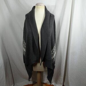 Hang Ten Women Open Front Drape Cardigan Size L. Pockets. Missing Belt.